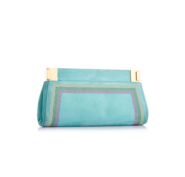 Pochette in camoscio con serratura manuale alle estremit