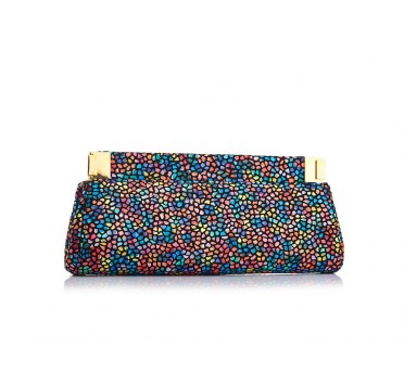 Pochette grande in pelle stampata con serratura manuale alle estremit