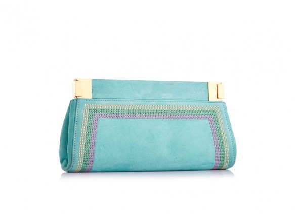 Pochette in camoscio con serratura manuale alle estremit