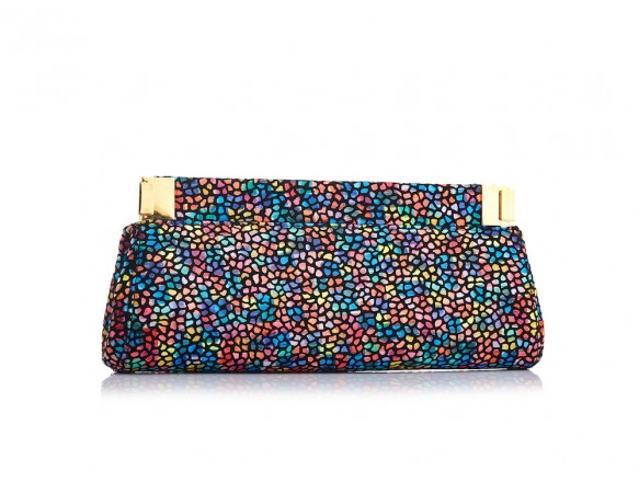 Pochette grande in pelle stampata con serratura manuale alle estremit