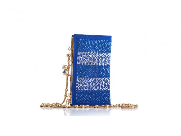 Mini pochette in camoscio con chiusura di metallo classica